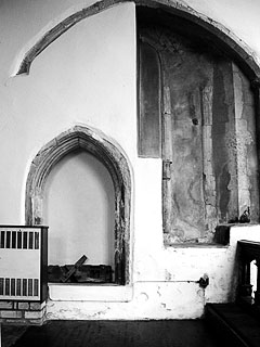 the inside of the odd chancel wall - seen above from the outside