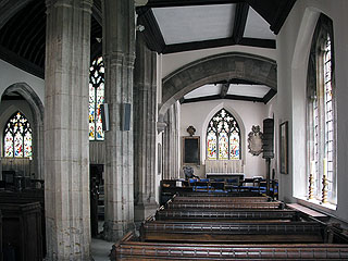 looking up one of the aisles to a former College Chapel