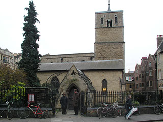 St Bene't, the saxon tower, the Author, and the author's friend Matthew