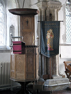 pulpit and banner - and microphone