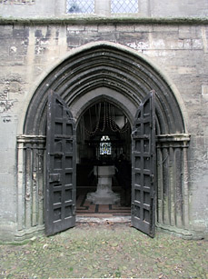 Bourn, the west door open'd