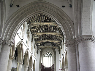 the nave roof seen from under the 