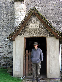 Little Eversden porch - and Ben