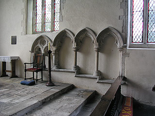 the sedilia in the chancel