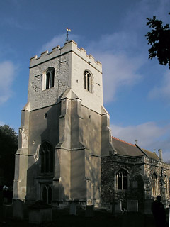 the tower of Grantchester- no clock visible...